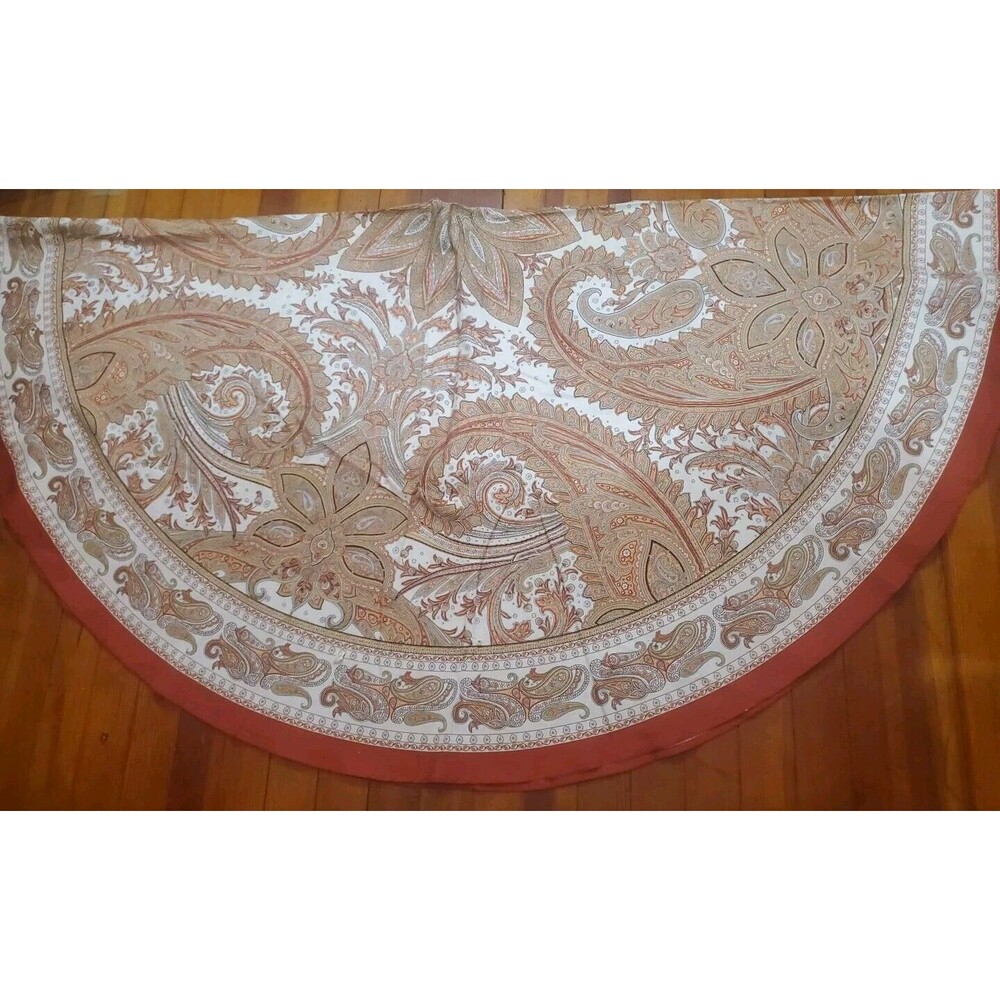 Maison d' Hermine Round Paisley Fall Thanksgiving Cotton Tablecloth Orange Red